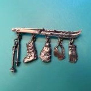 625 Silver Snow Ski Pendant-Vintage